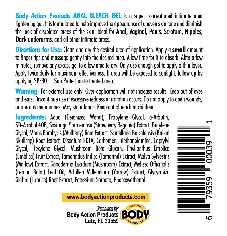 Body Action Anal Bleach Gel 1 Oz by Body Action from LoveMart Co.