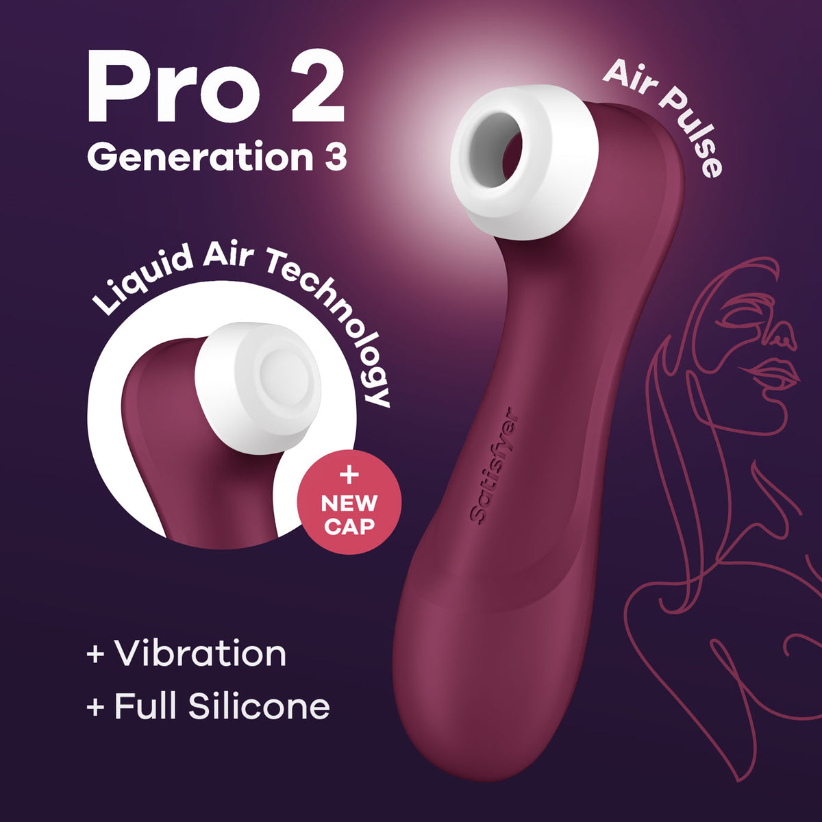 Satisfyer Pro 2 Generation 3 Liquid Air Technology - Red Wine by Satisfyer from LoveMart Co.
