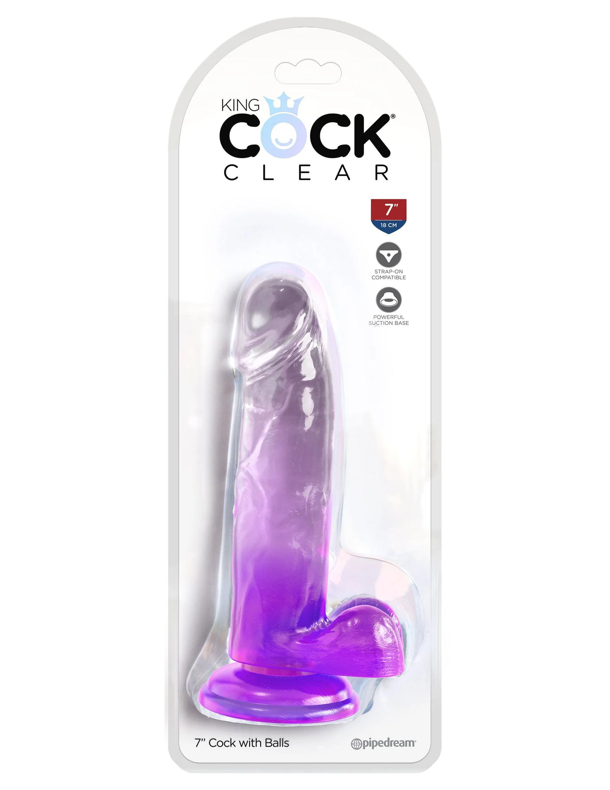 King Cock Clear 7 Inch With Balls by Pipedream from LoveMart Co.
