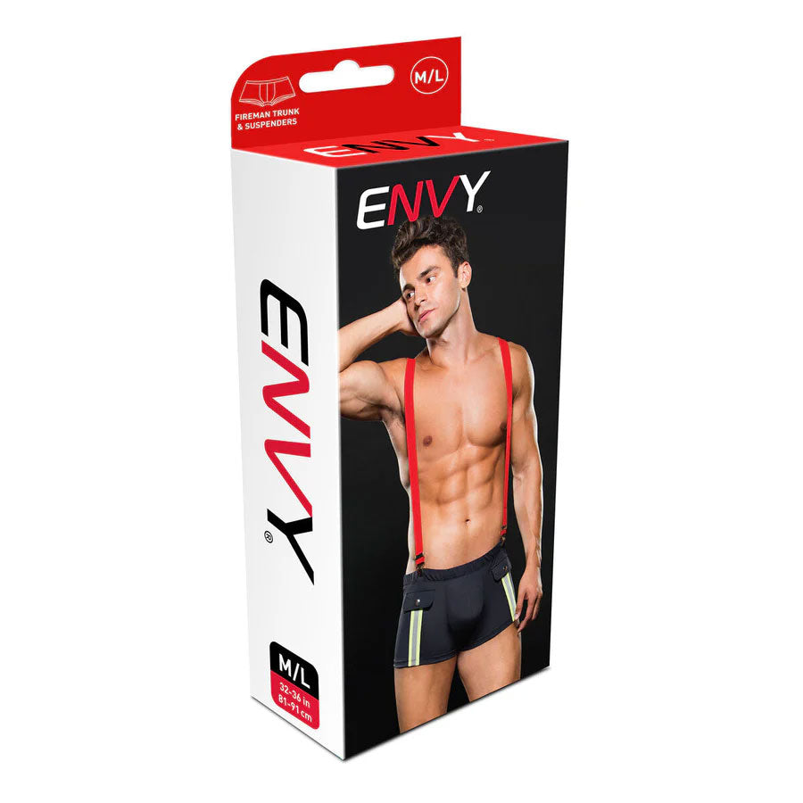 Fireman Bottom With Suspenders 2 Pc - Medium/large - Navy /red by Envy Menswear from LoveMart Co.