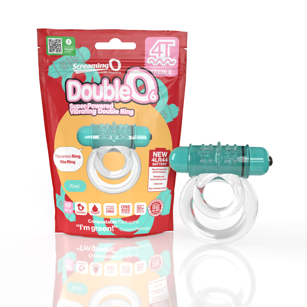 Screaming O 4t - Double O 6 Super Powered Vibrating Double Ring - Kiwi by Screaming O from LoveMart Co.