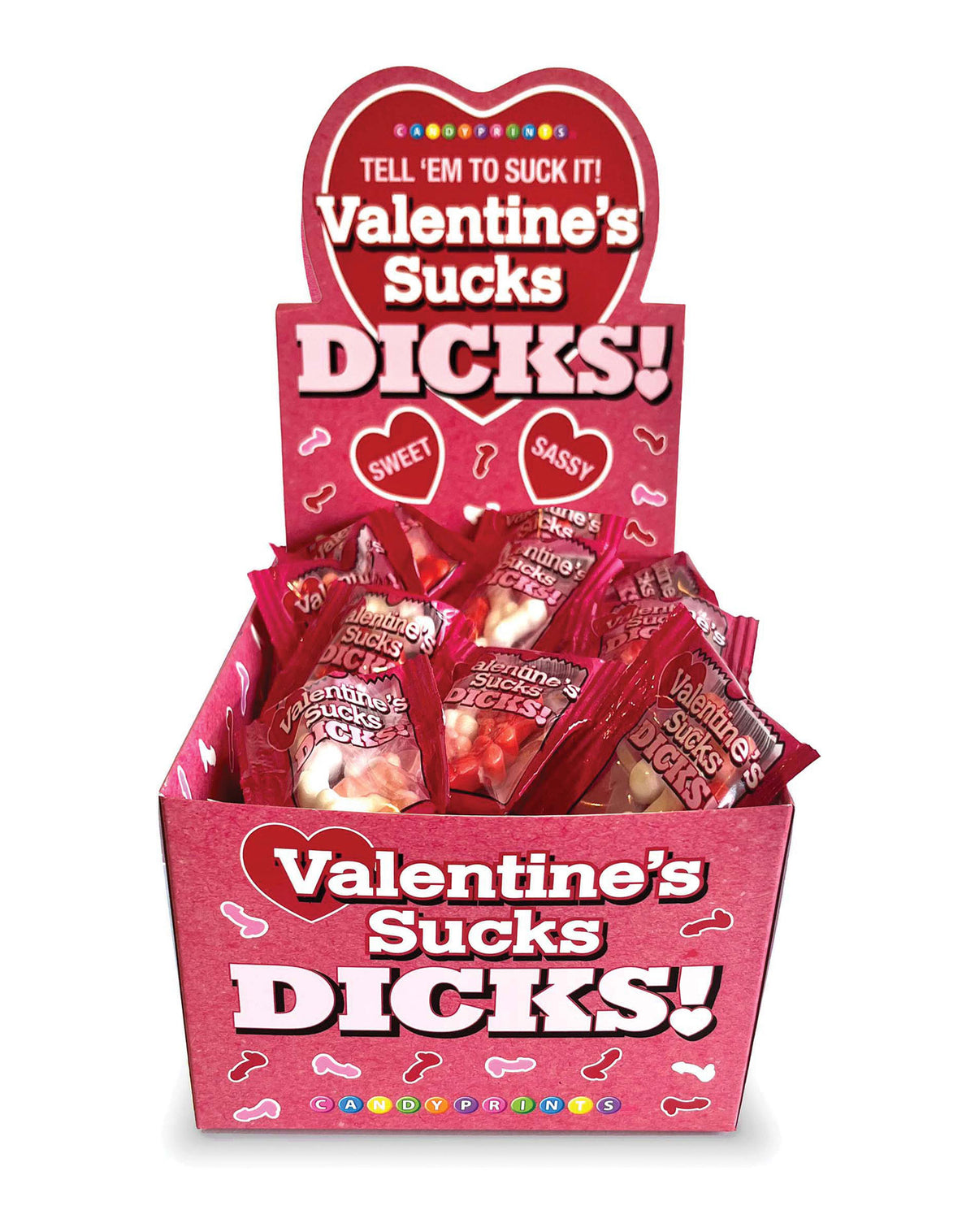 Valentines Sucks Dicks Candy- Display of 100 Ct. by Little Genie from LoveMart Co.