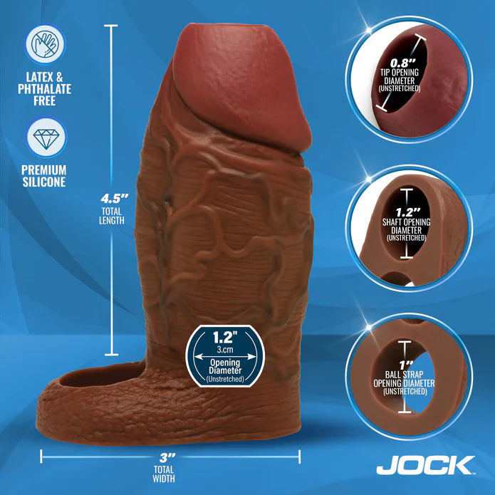 Jock Silicone Penis Extension Sleeve - Dark by Curve Toys from LoveMart Co.