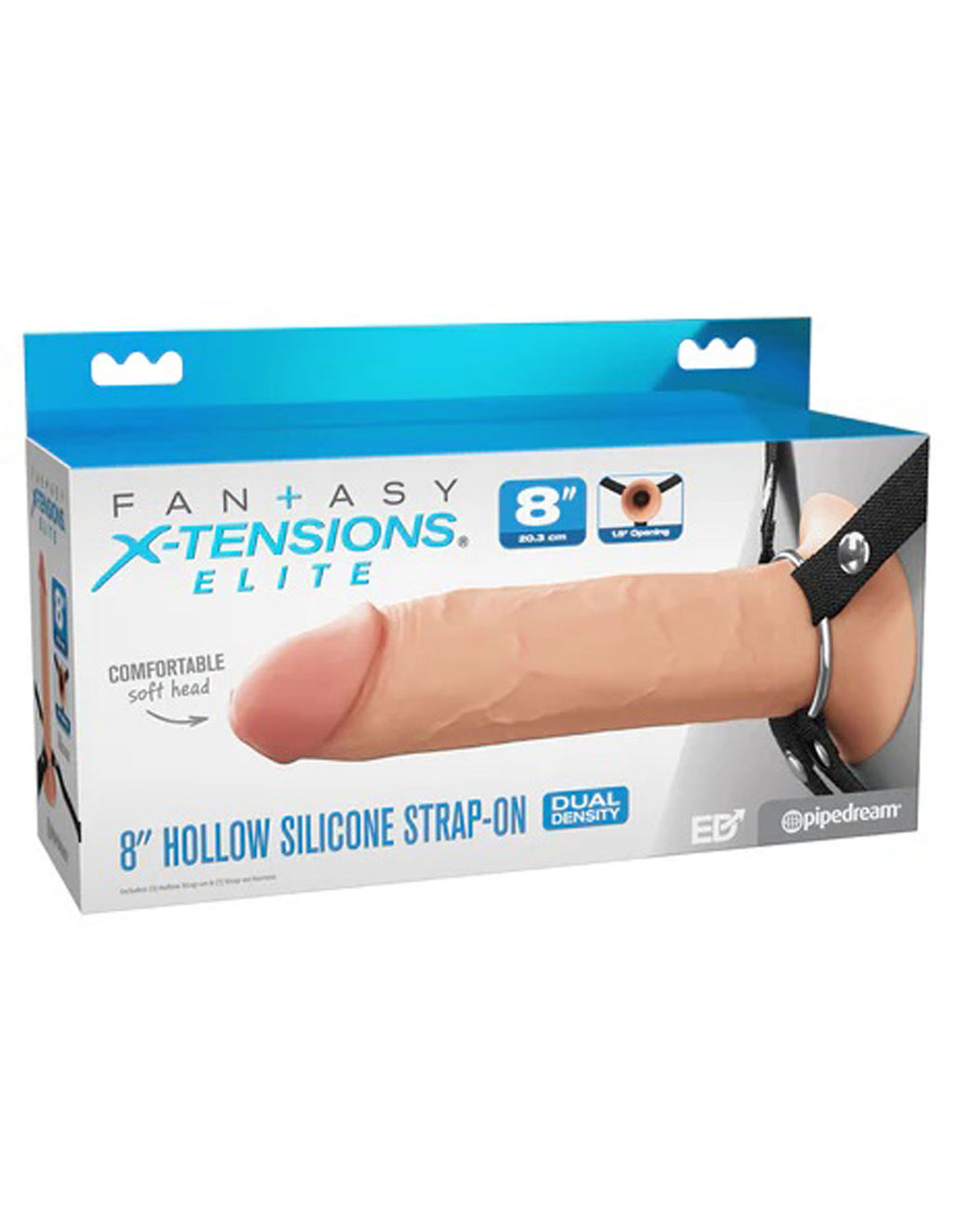 Fantasy X-Tensions Elite 8" Silicone Hollow Strap Dual Density - Light by Pipedream from LoveMart Co.