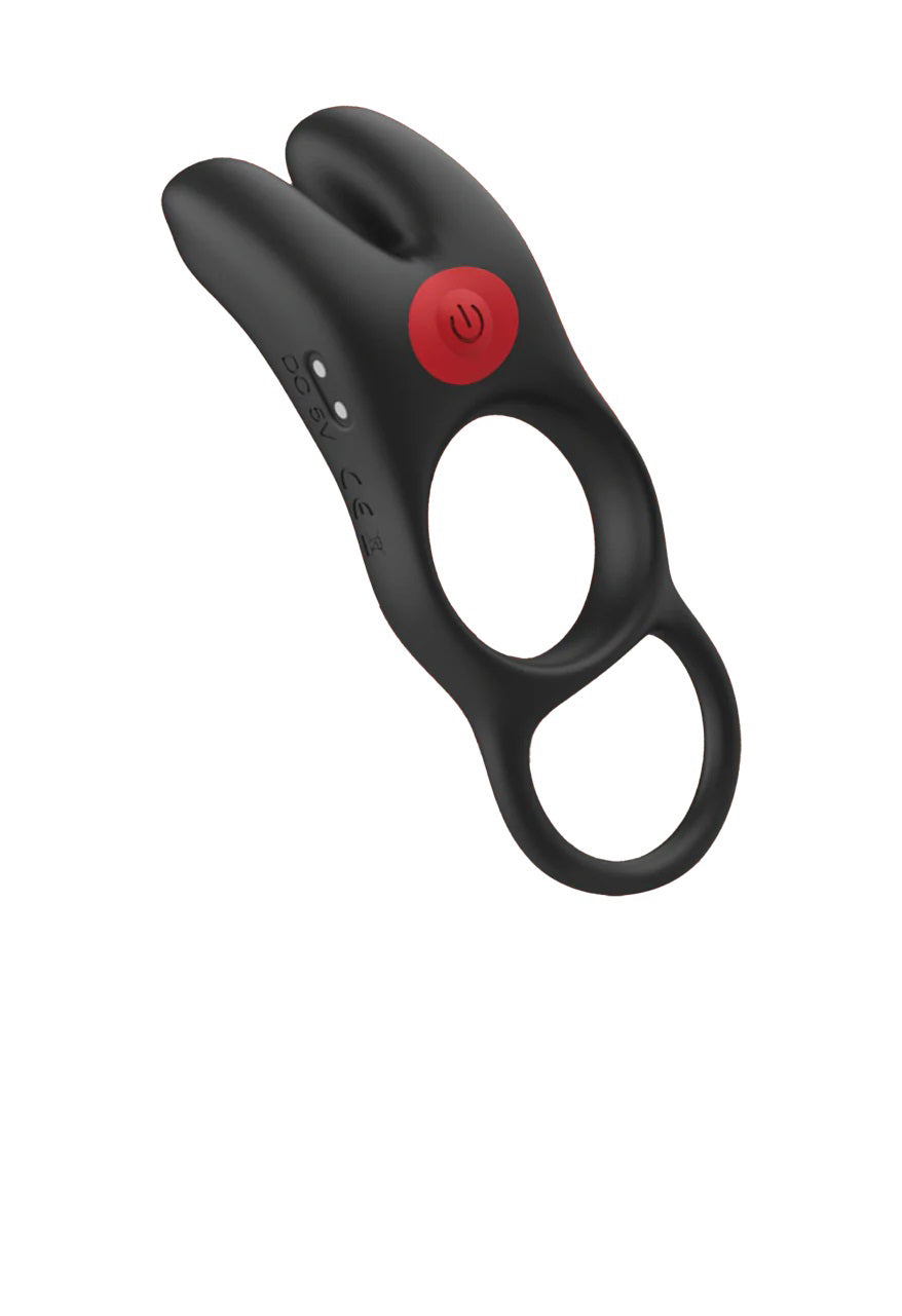 Red Dot Vibrating Cock Ring V1 With Remote - Black/red by Icon Brands from LoveMart Co.