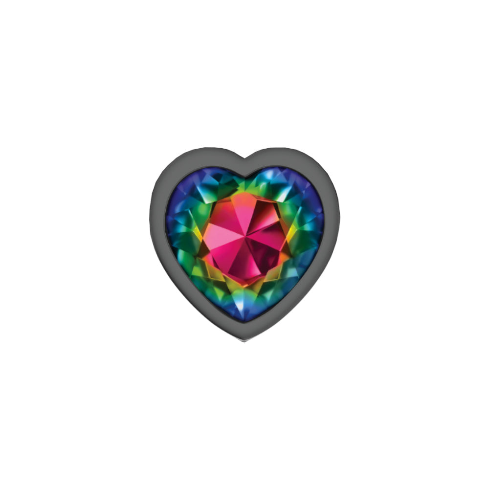 Rainbow Heart Gem Gunmetal Metal Plug - Md by Viben from LoveMart Co.