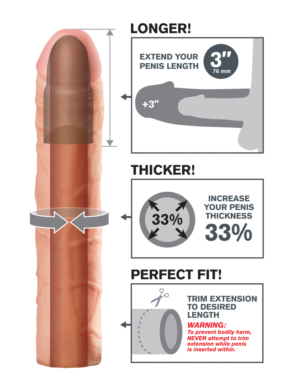 Fantasy X-Tension Perfect 3-Inch Extension by Pipedream from LoveMart Co.