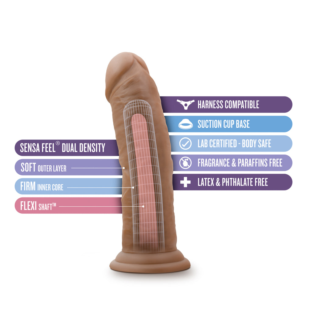 Au Naturel - 8 Inch Dildo With Suction Cup - Mocha by Blush from LoveMart Co.