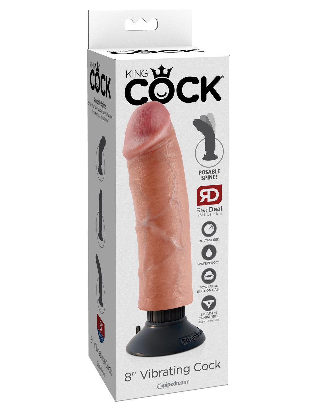 King Cock 8-Inch Vibrating Cock - Light by Pipedream from LoveMart Co.