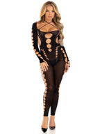 Opaque Cut Out Footless Bodystocking - One Size by Leg Avenue from LoveMart Co.
