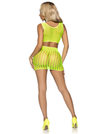 2 Pc. Crochet Net Crop Top and Mini Skirt - One Size - Neon by Leg Avenue from LoveMart Co.