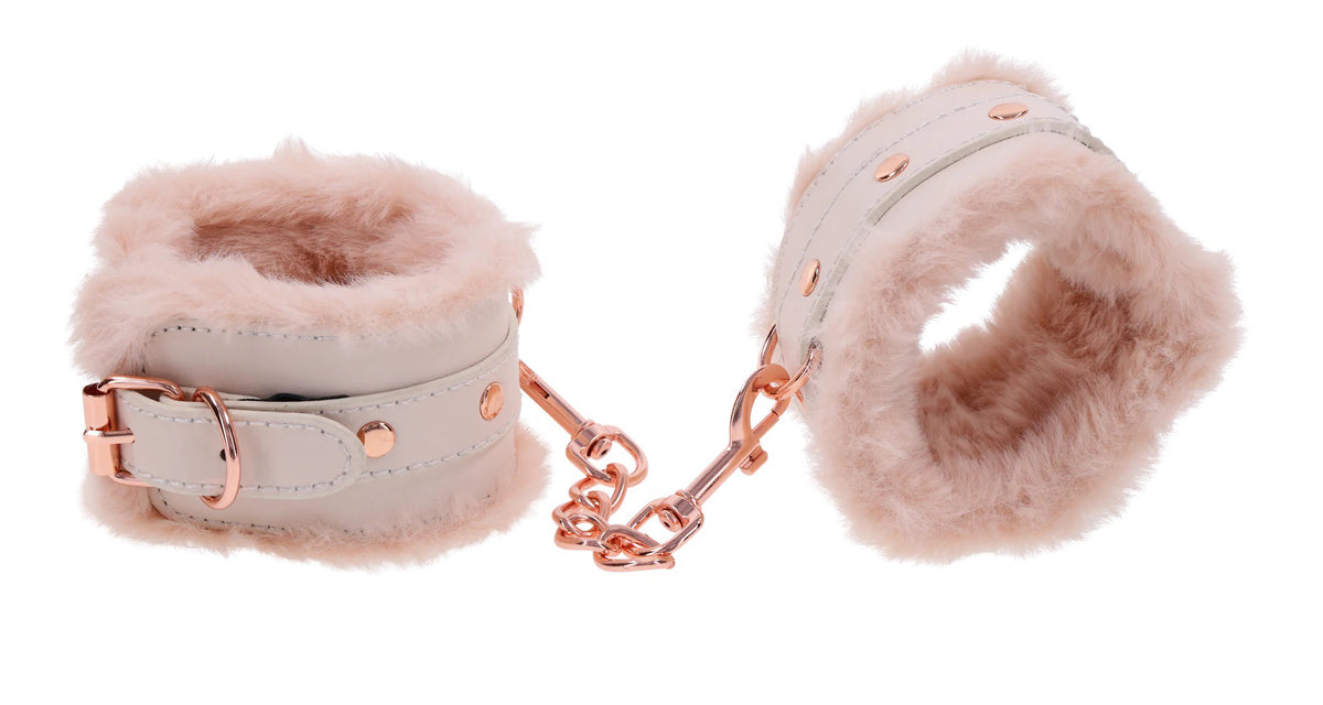 Peaches N Creame Fur Handcuffs by Sportsheets from LoveMart Co.