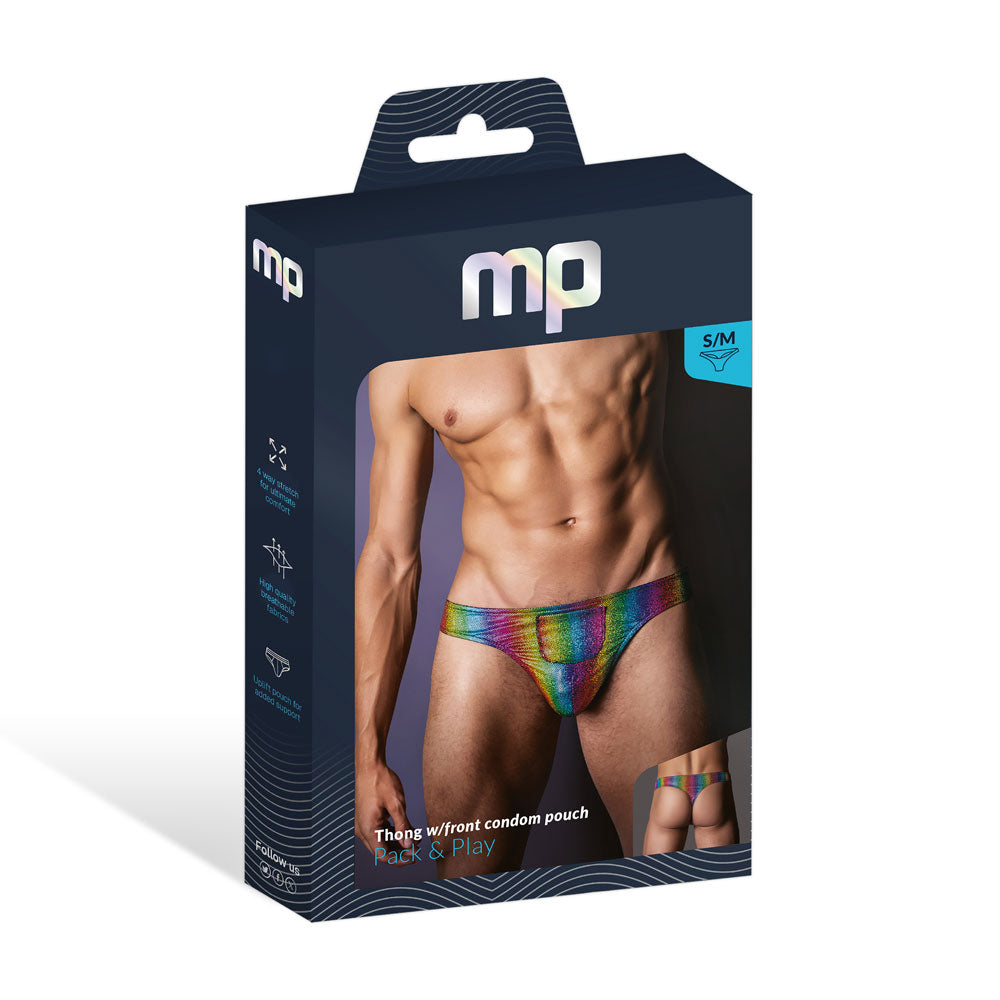 Pack and Play Thong with Front Condom Pouch - S/m by Male Power from LoveMart Co.