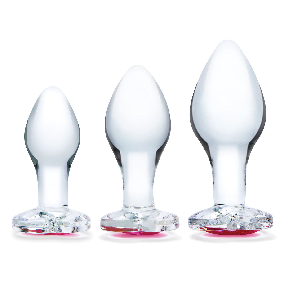 3 Pc Heart Jewel Glass Anal Training Kit - /pink by Electric Novelties from LoveMart Co.