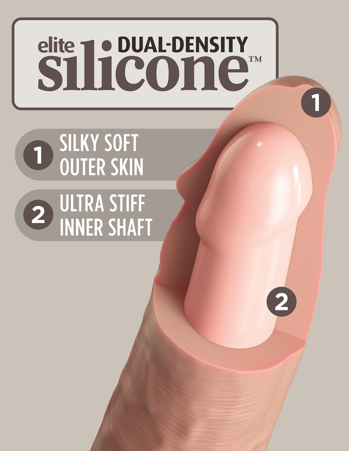 King Cock Elite 11 Inch Silicone Dual Density Cock - Light by Pipedream from LoveMart Co.