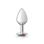 Rainbow Round Gem Silver Metal Plug - Md by Viben from LoveMart Co.