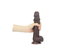 Real Skin 8" Dual Layer Dildo - Dark by Viben from LoveMart Co.