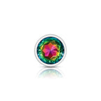 Rainbow Round Gem Silver Metal Plug - Lg by Viben from LoveMart Co.