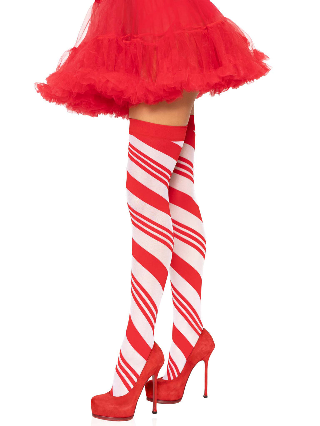 Candy Cane Thigh High - One Size by Leg Avenue from LoveMart Co.