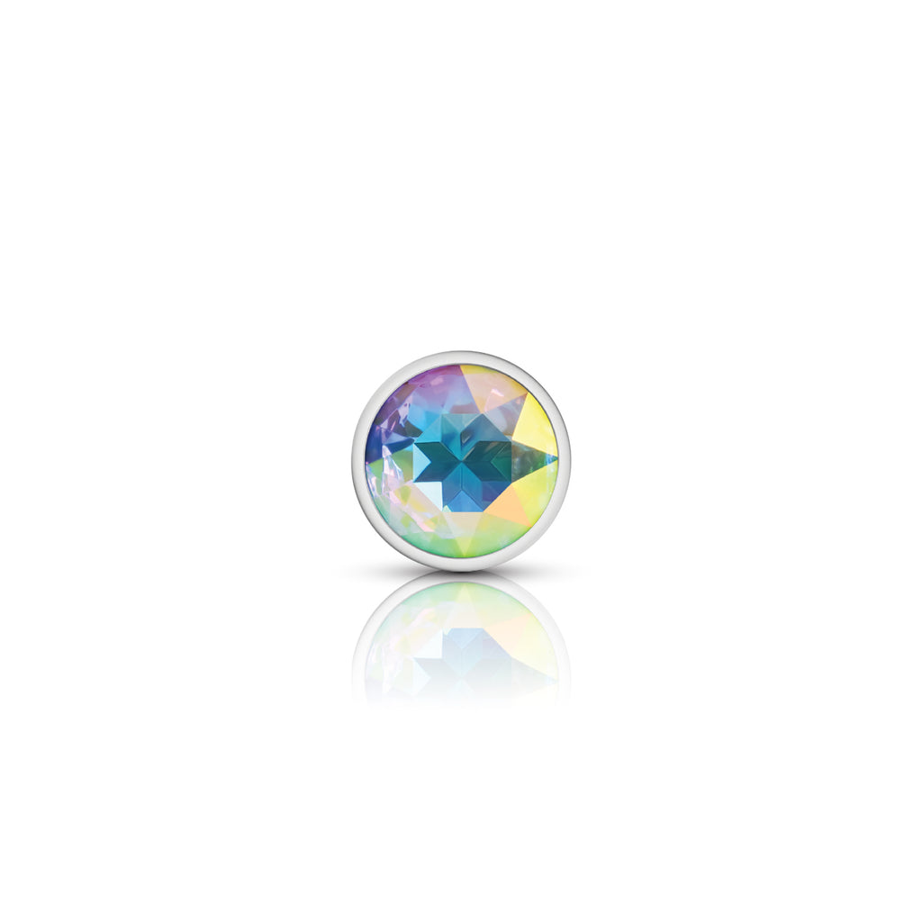 Iridescent Round Gem Silver Metal Plug - Sm by Viben from LoveMart Co.