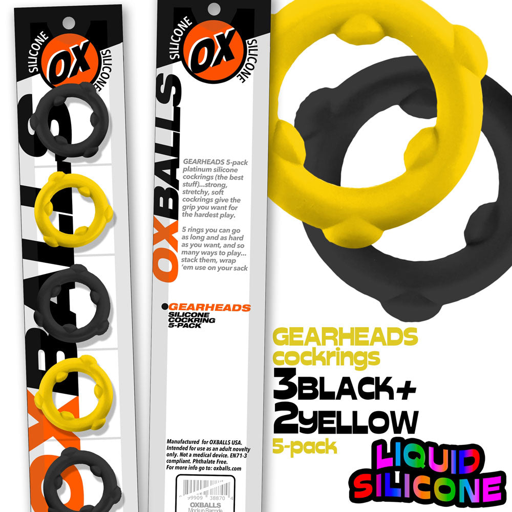 Gearheads 5 Pack Spinner Rings - Black by Oxballs from LoveMart Co.
