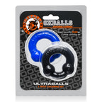 Ultraballs 2- Piece Cockring Set - Black & Police Blue by Oxballs from LoveMart Co.