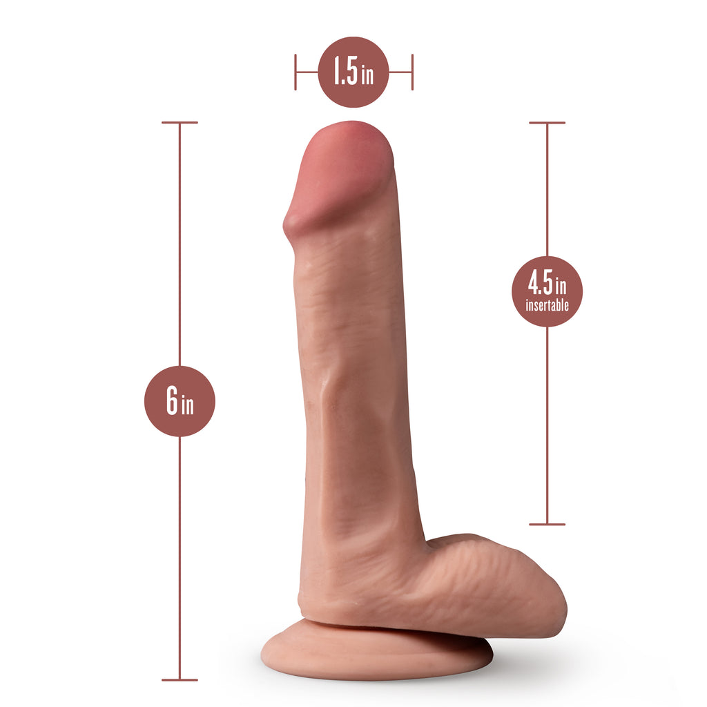 Dr. Skin Plus - 6 Inch Posable Dildo With Balls - Mocha by Blush from LoveMart Co.