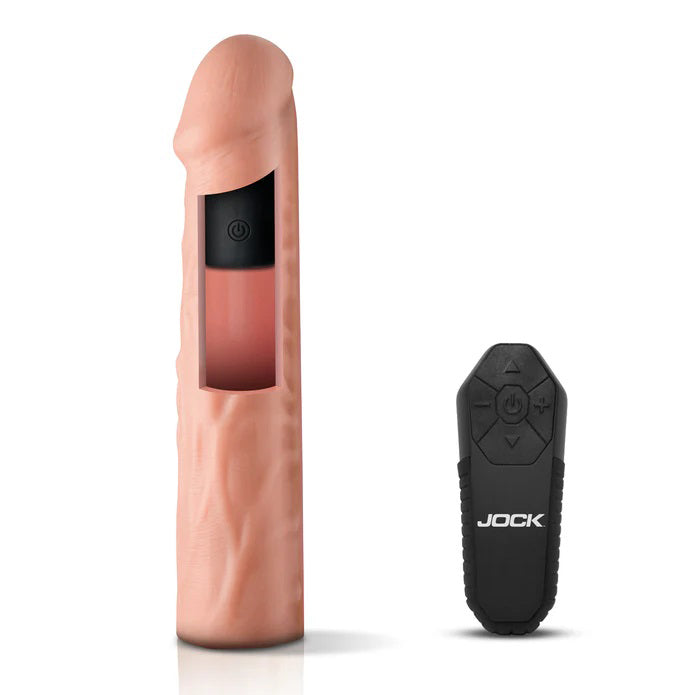 Jock Vibrating Penis Extension with Remote - Light by Curve Toys from LoveMart Co.