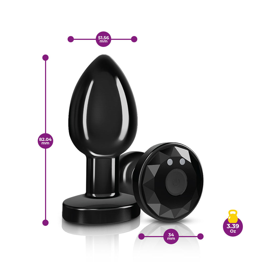 Vibrating Gunmetal Metal Remote Plug - Medium by Viben from LoveMart Co.
