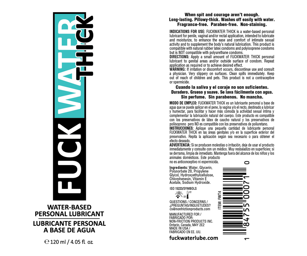 Fuck Water Thick 4oz Water Based Lubricant by Fuck Water from LoveMart Co.