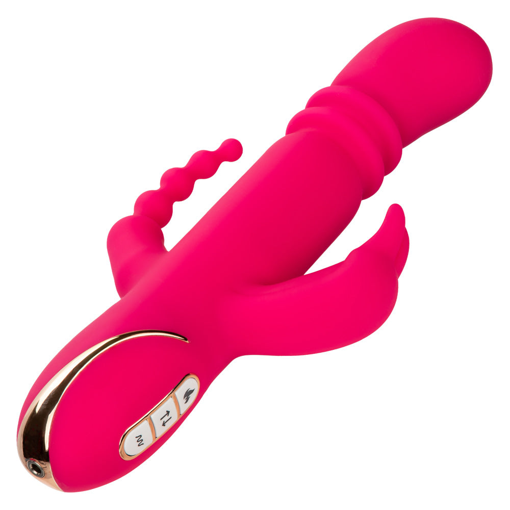 Jack Rabbit Signature Heated Silicone Triple Fantasy Rabbit by CalExotics from LoveMart Co.