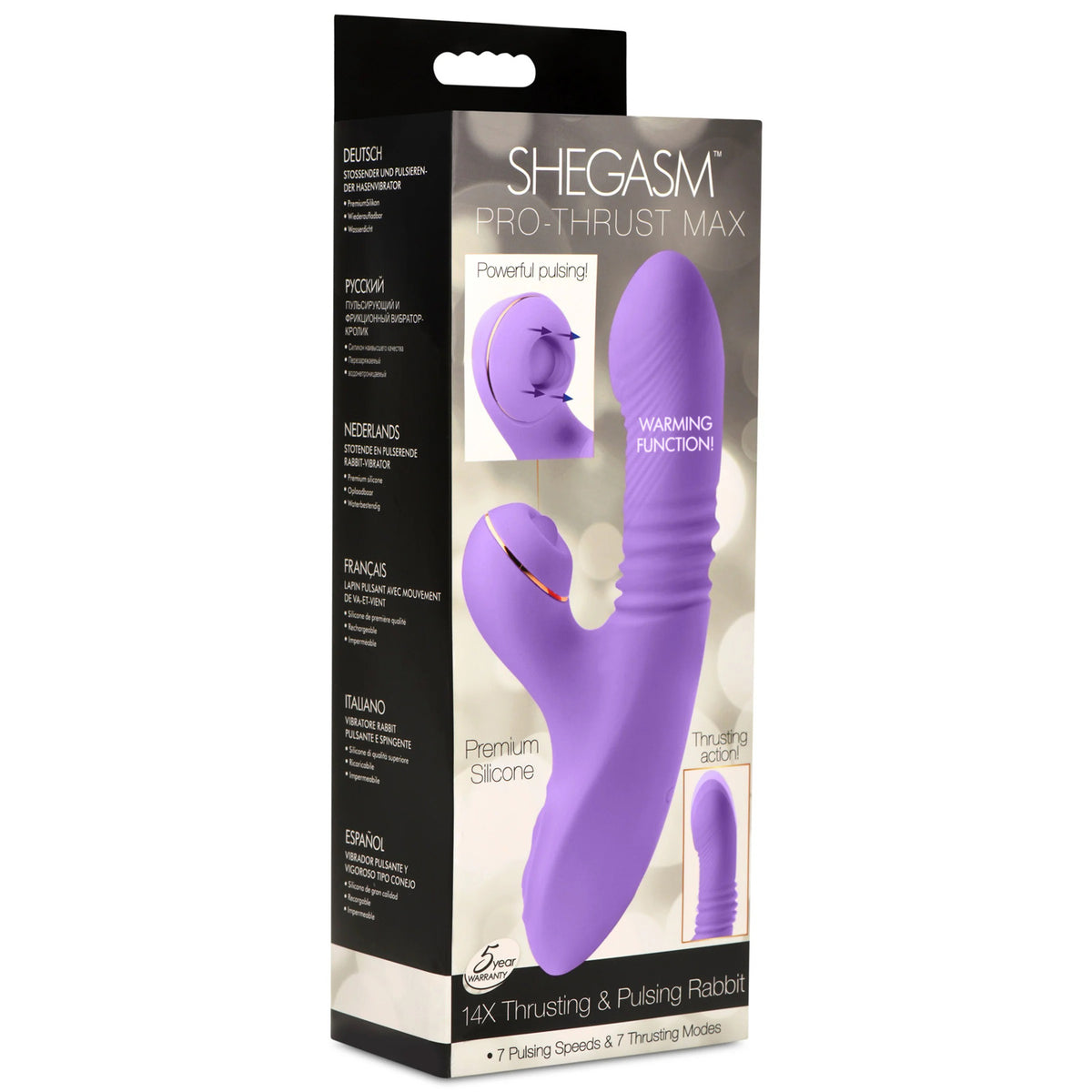 Pro-Thrust Max 14x Thrusting and Pulsing Silicone Rabbit by XR Brands from LoveMart Co.