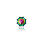 Rainbow Round Gem Silver Metal Plug - Md by Viben from LoveMart Co.