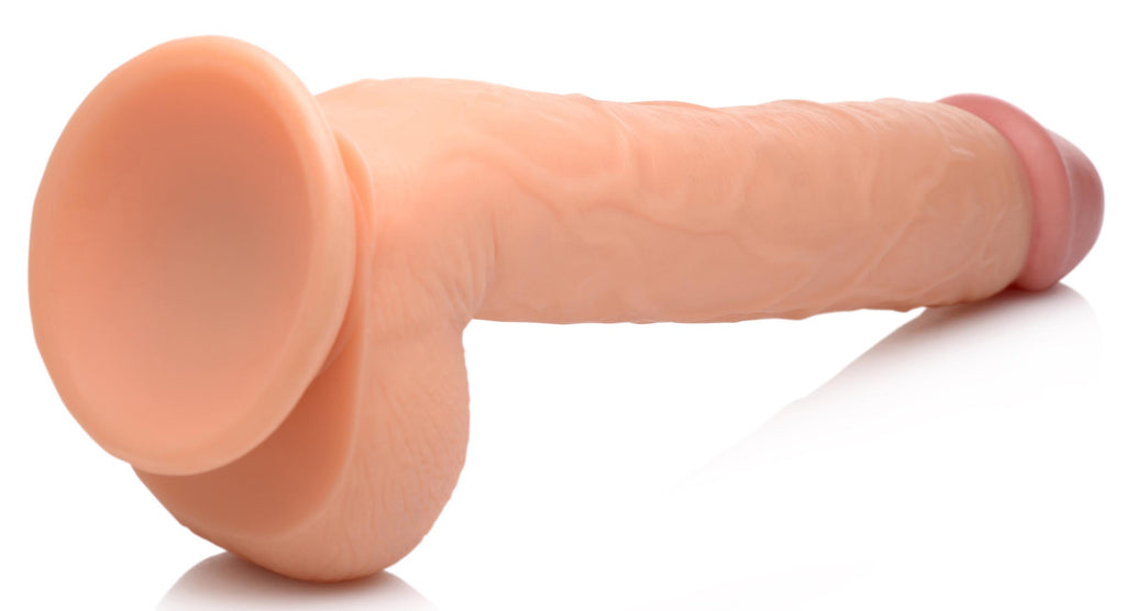 Long Logan 10 Inch Dildo With Balls - Light by XR Brands from LoveMart Co.