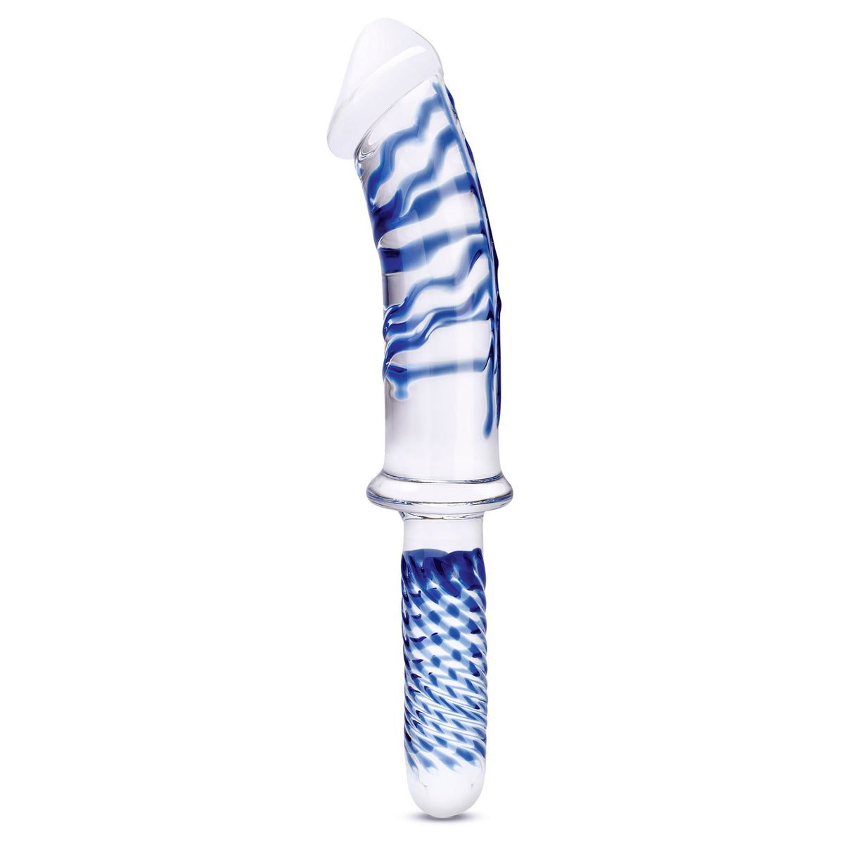 11 Inch Realistic Double Ended Glass Dildo With Handle - /clear by Electric Novelties from LoveMart Co.