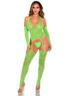 2pc Lace Halter Footless Cami Garter w/ Attached Toe Loop Stockings s by Leg Avenue from LoveMart Co.