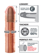Fantasy X-Tension Mega 3-Inch Extension - Flesh by Pipedream from LoveMart Co.